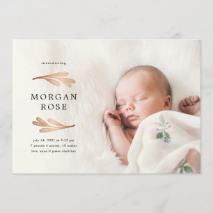 Copper Gold Foliage Birth Announcement