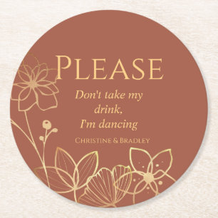 Copper & Gold I'm Dancing Round Paper Coaster