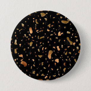 Copper Gold on Black Terrazzo Stone 7.5 Cm Round Badge