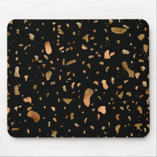 Copper Gold on Black Terrazzo Stone Mouse Mat
