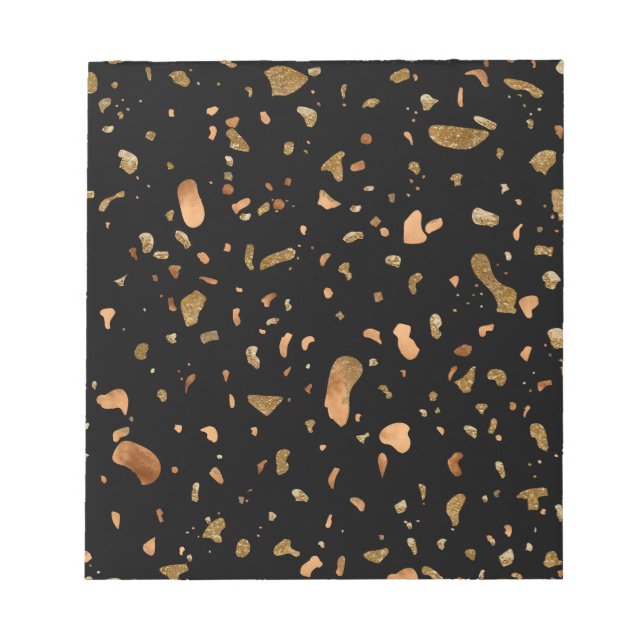 Copper Gold on Black Terrazzo Stone Notepad (Front)