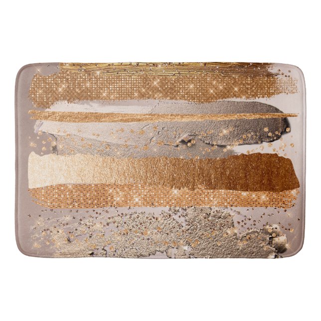 Copper Gold Strokes Glamour Texture Bath Mat (Front)