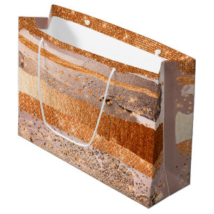 Copper Gold Strokes Glamour Texture Large Gift Bag