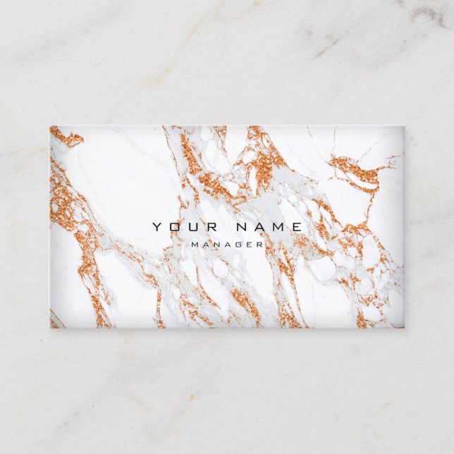 Copper Gold White Gray Carrara Marble Appointment Card (Front)