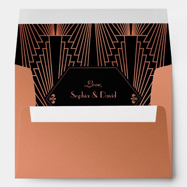 Copper Great Gatsby Art Deco Return Address Envelope (Back (Bottom))