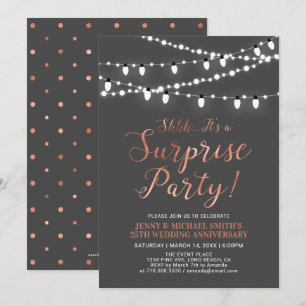 Copper & Grey   Surprise 40th Wedding Anniversary Invitation