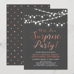 Copper & Grey   Surprise 40th Wedding Anniversary Invitation