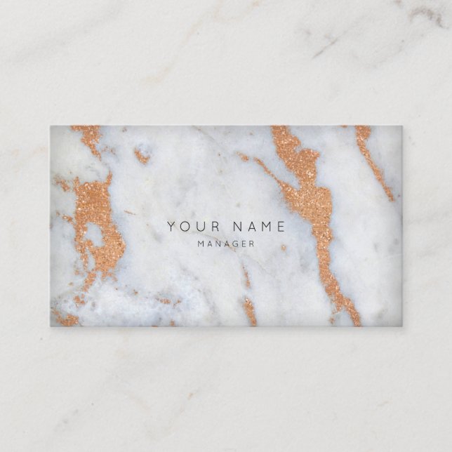 Copper Grey White Carrara Marble Appointment Card (Front)