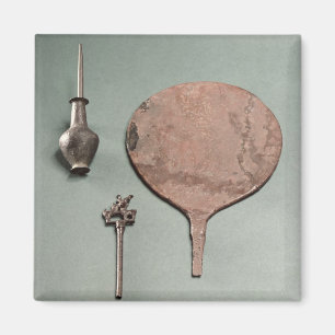 Copper hairpin, collyrium rod with pot and mirror, magnet