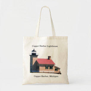 Copper Harbour Lighthouse cutout tote bag