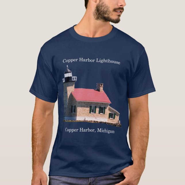 Copper Harbour lighthouse dark shirt (Front)