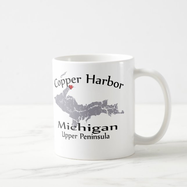 Copper Harbour Michigan Heart Heart Map Design Mug (Right)