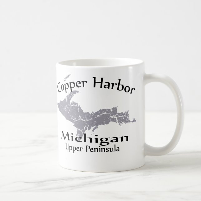 Copper Harbour Michigan Heart Map Design Mug (Right)