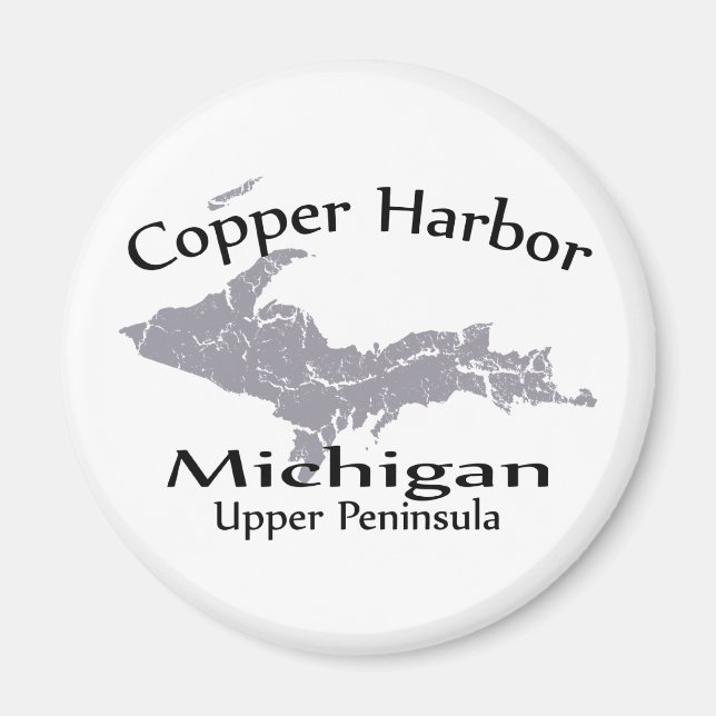 Copper Harbour Michigan Map Design Magnet (Front)