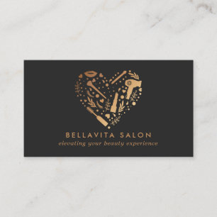 Copper Heart Hair Stylist Salon Business Card