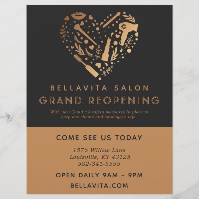 Copper Heart Salon Business Grand Reopening Flyer (Front)