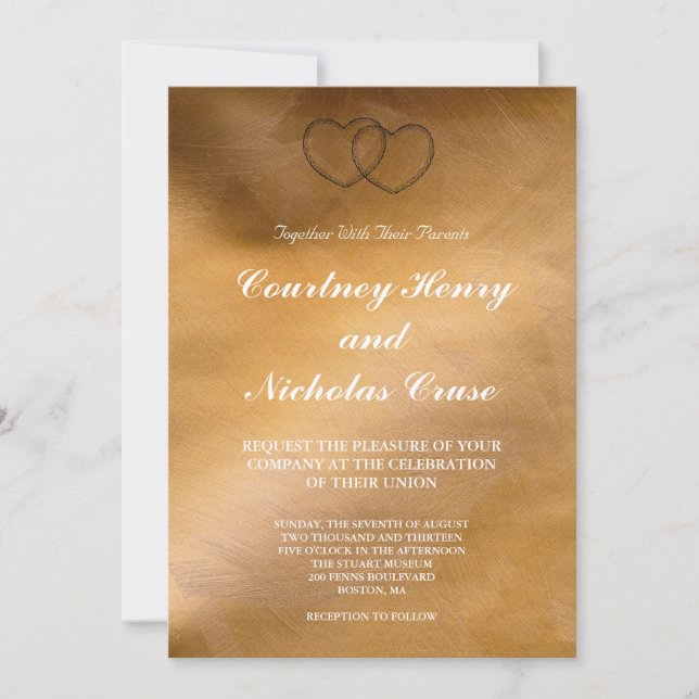 Copper Hearts Wedding Invitations (Front)