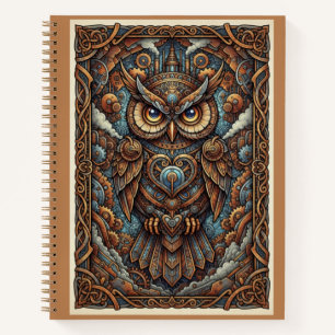 Copper Industrial Steampunk Mechanical Owl Journal