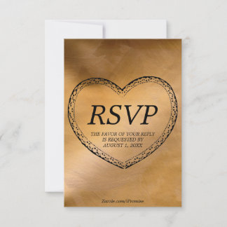 Copper Lace Heart Vintage Glamour RSVP Card