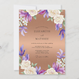 Copper Lavender Orchid Wedding Invitation