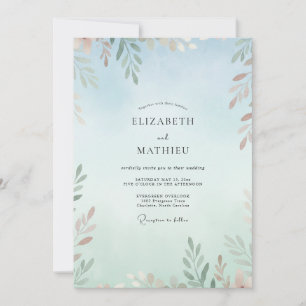 Copper Leafy Glacial Wedding Invitation