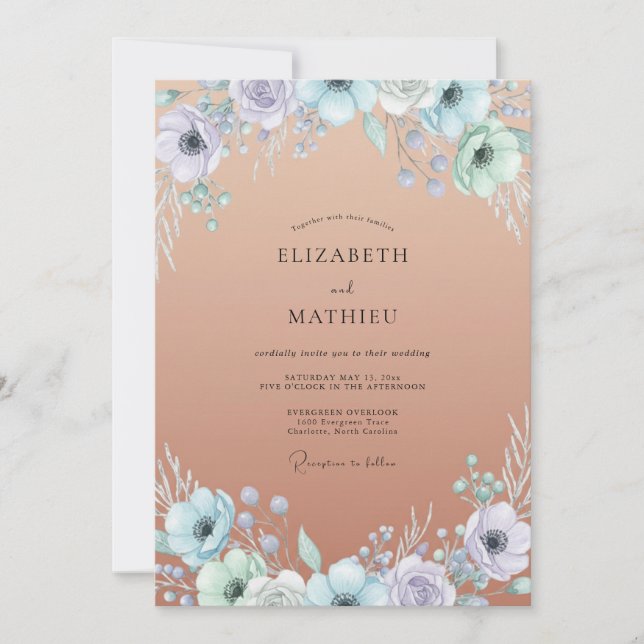 Copper Lilac Anemone Wedding Invitation (Front)