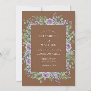Copper Lilac Watercolor Wedding Invitation