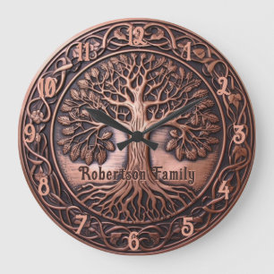Copper Look Family Tree Clock