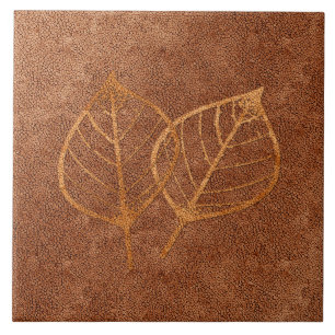 Copper Look Leaves Ceramic Tile