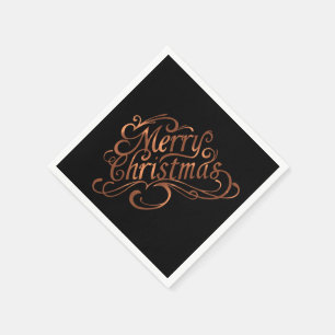 Copper-look Merry Christmas script design Napkin