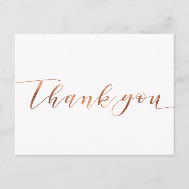Copper-look Thank You script design Postcard (Front)