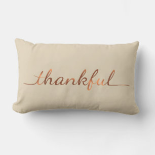 Copper-look Thankful script design Lumbar Cushion