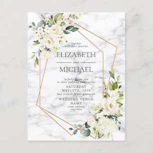 Copper Marble Geometric Floral Postcard Wedding