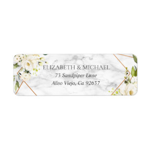 Copper Marble Geometric Floral Return Address