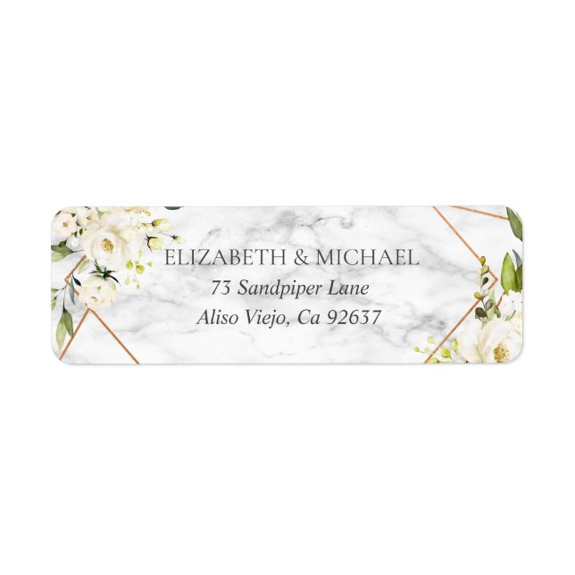 Copper Marble Geometric Floral Return Address (Front)