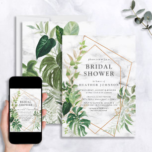Copper Marble Geometric Tropical Gold Shower Invitation