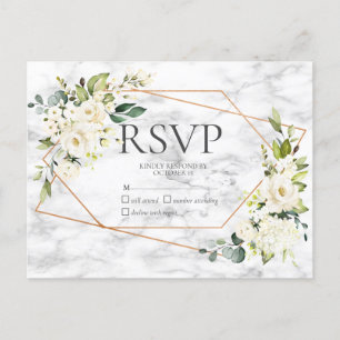 Copper Marble Geometric White Floral No Menu RSVP