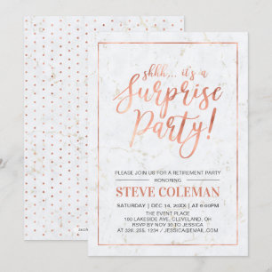 Copper & Marble   Modern Surprise Retirement Party Invitation