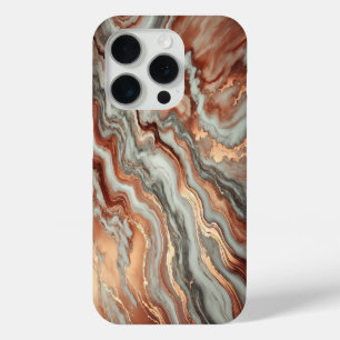 Copper Marble with White and Grey Veins iPhone 15 Pro Case