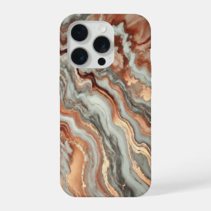 Copper Marble with White and Grey Veins iPhone 15 Pro Case