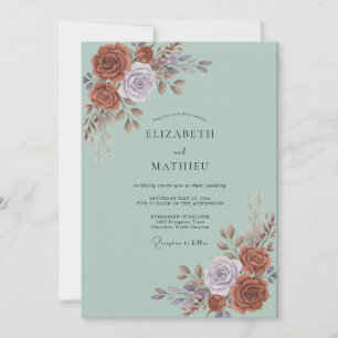 Copper Mauve Petal Wedding Invitation