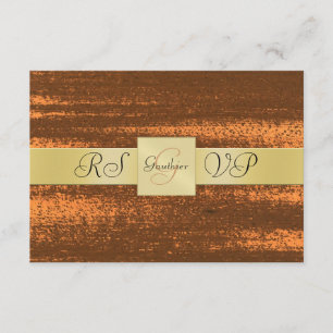Copper Metal Gold Monogram RSVP Invitation