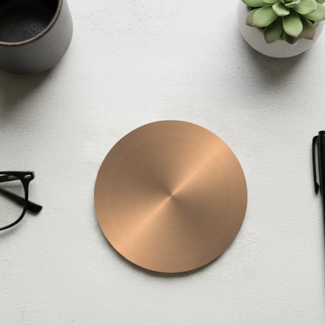 Copper Metal Look Circular Metallic Round Paper Coaster (Creator Uploaded)