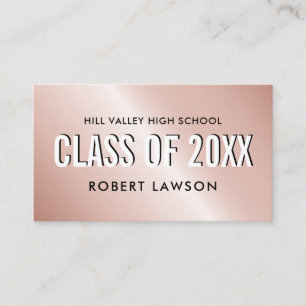 Copper Metallic  Class Graduation Name Social Icon Business Card