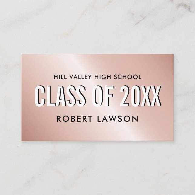 Copper Metallic  Class Graduation Name Social Icon Business Card (Front)