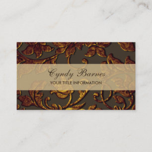 Copper Metallic Damask Business Card
