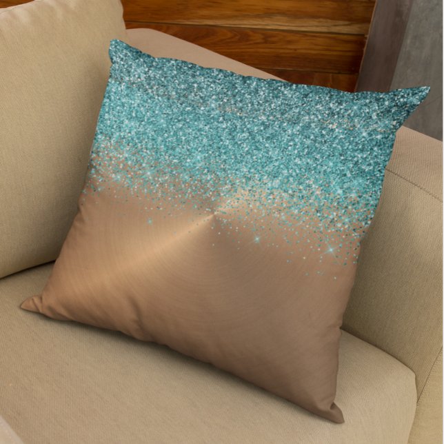 Copper Metallic Faux Glitter Turquoise Patina Cushion (Creator Uploaded)