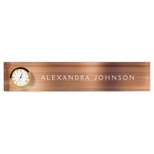 Copper Metallic Foil Modern Elegant Business Nameplate
