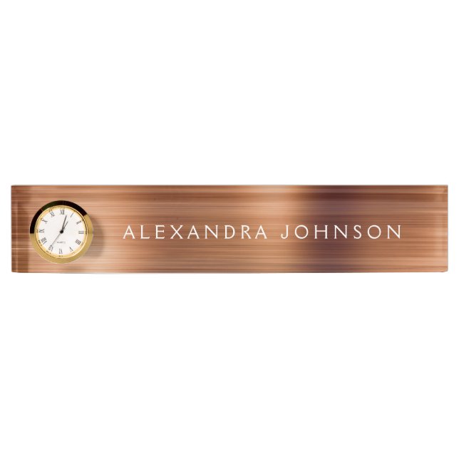 Copper Metallic Foil Modern Elegant Business Nameplate (Front)