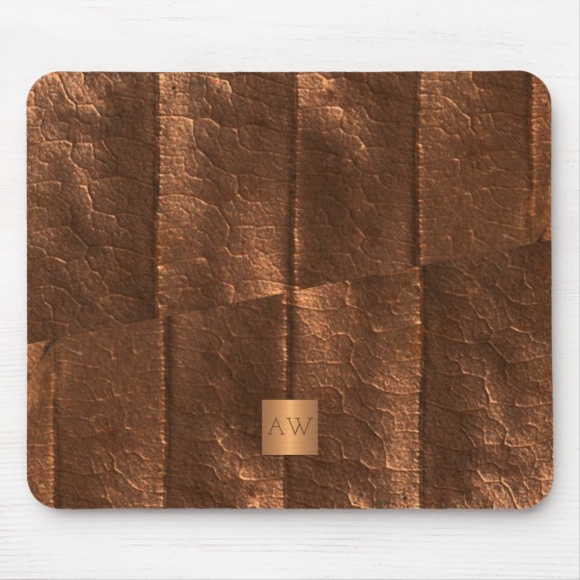 Copper metallic gold exclusive luxury monogrammed mouse mat (Front)